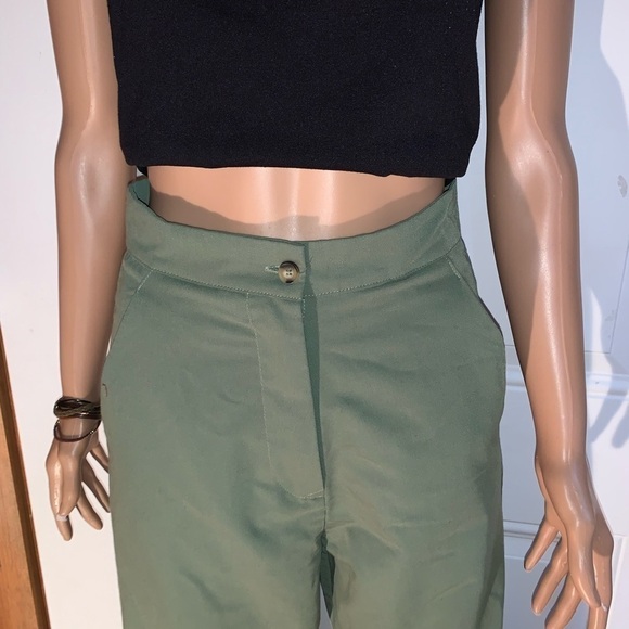 High rise wide leg Army Green Women’s Pants Small - Picture 2 of 9